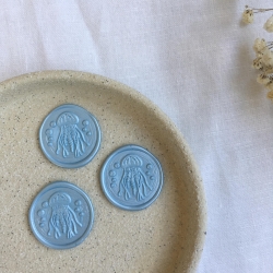 3 Wachssiegel Brief-Siegel • Qualle • blau Einladung Kinder