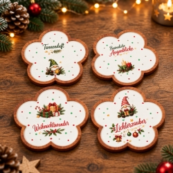 4er   Korkuntersetzer Set  ⌀ 10cm - Weihnachten