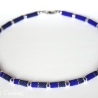 Halskette aus Delica-Glasperlen in zwei blauen Nuancen und Silber