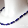 Halskette aus Delica-Glasperlen in zwei blauen Nuancen und Silber