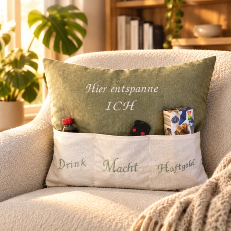 Kissen mit Taschen,DekoKissen,Geschenkidee - Hier entspanne ICH 