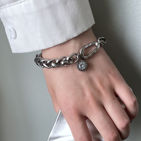 Armband Edelstahl silber Statement wasserfest