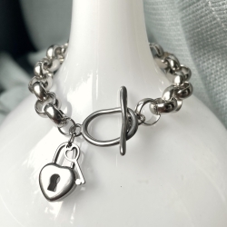 Armband Edelstahl Schloß Schlüssel wasserfest