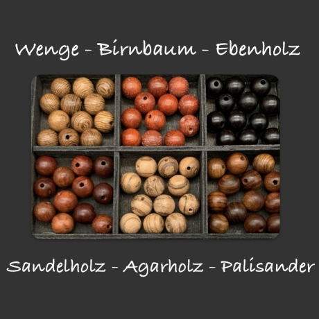 Handgefertigte Tierhaarperle mit Armband aus Naturholzperlen