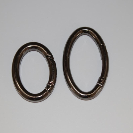 2x Karabiner schwarz-silber ovale Form Ellipse Oval-Ring RE