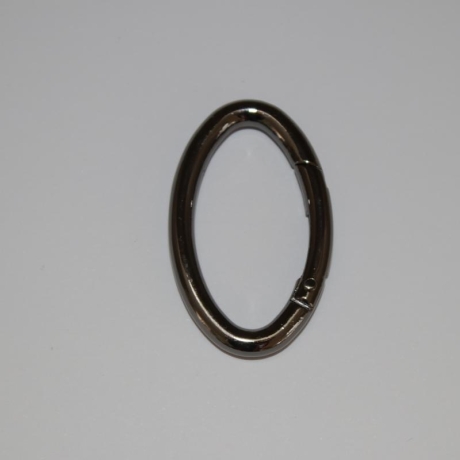 Karabiner schwarz-silber ovale Form Ellipse Oval-Ring GROSS