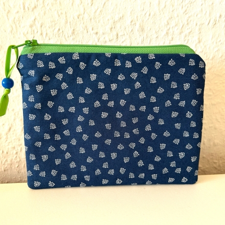 Kleines Täschchen Mäppchen 16x12 cm Anker Blau grün