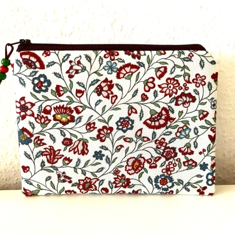 Schminktäschchen Etui weinrote Kornblumen 20x14,5 cm