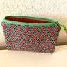 Kleines Schminktäschchen Etui Blumen rot grün