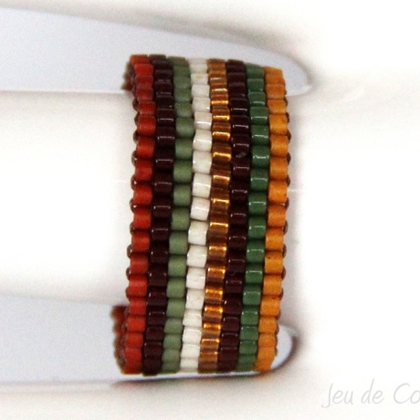 Miyuki-Delica-Glasperlen-Bandring in Oliv- und Braun-Nuancen