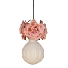 Romantische Lampe mit Blumen & Rosenblüten in Altrosa, Unikat