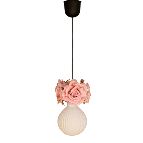 Romantische Lampe mit Blumen & Rosenblüten in Altrosa, Unikat