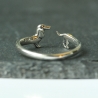 Silber Ring Dackel aus 925 Sterling mit per Hand verkupfertem Ohr
