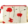 Flaches Schminktäschchen beige Mohnblumen 21x14cm
