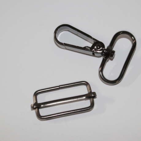 2x Karabinerhaken 30 mm schwarz-silber Karabiner für Taschen