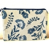 Flaches Schminktäschchen in beige mit blauen Kornblumen