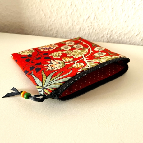 Schminktäschchen Etui rostrot schwarz 16x14 cm