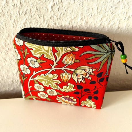 Schminktäschchen Etui rostrot schwarz 16x14 cm