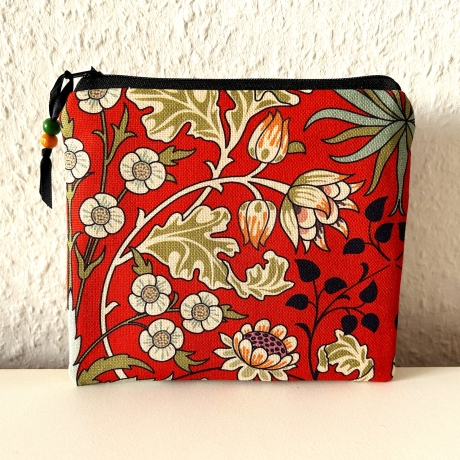 Schminktäschchen Etui rostrot schwarz 16x14 cm