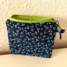 Schminktäschchen Etui blau grün Blümchen