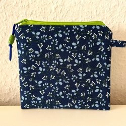 Schminktäschchen Etui blau grün Blümchen