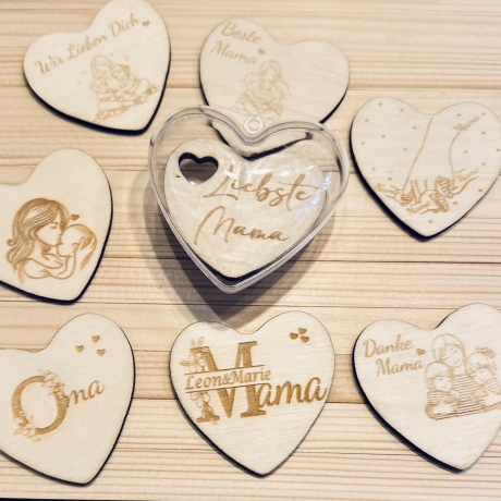 Personalisiertes Acryl-Herz mit Holz-inlay 