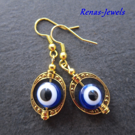 Perlenkette Türkisches Auge Collier  Perlen Kette blau weiß