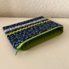 Schminktäschchen Etui blau grün Blümchen Bordüre