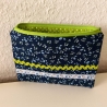 Schminktäschchen Etui blau grün Blümchen Bordüre