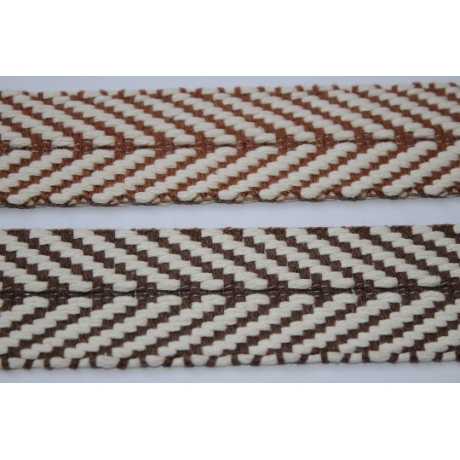 Gurtband Baumwolle Fischgrät braun natur 40 mm Chevron