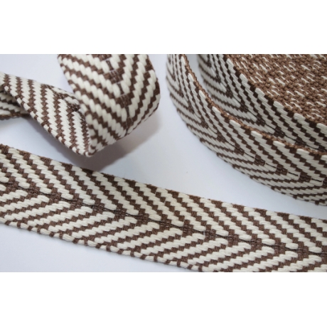 Gurtband Baumwolle Fischgrät braun natur 40 mm Chevron