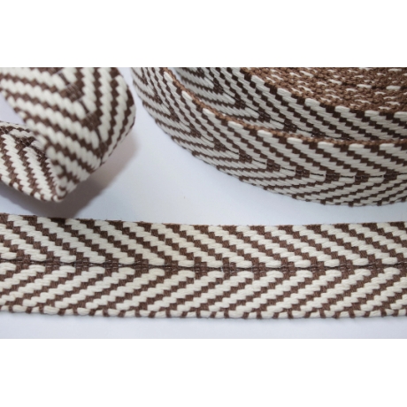 Gurtband Baumwolle Fischgrät braun natur 40 mm Chevron