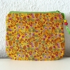 Schminktäschchen Etui abgerundet gelb grün rot Blümchen