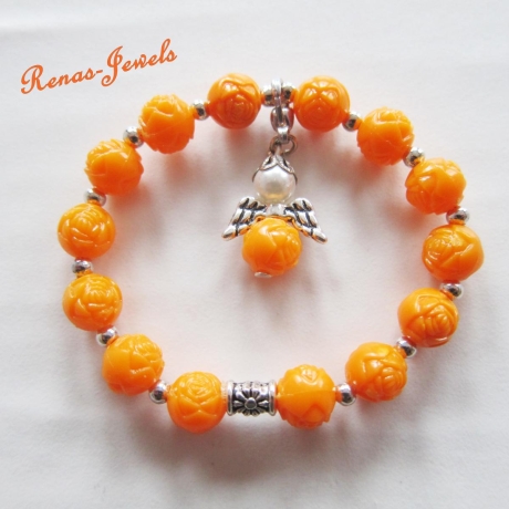 Kinder Schutzengel Armband Perlen orange Kinderarmband