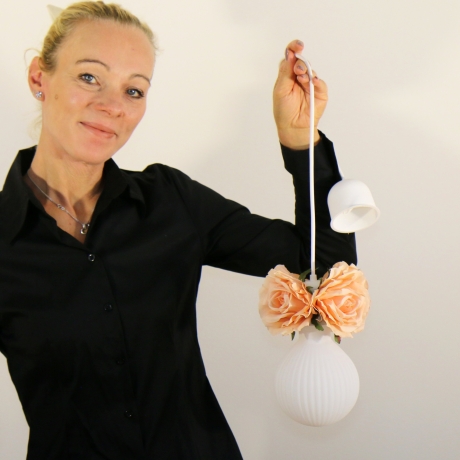 Romantische Rosenblüten Lampe f. Schlafzimmer in Pfirsich Pastell