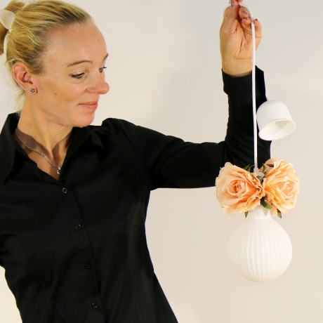 Romantische Rosenblüten Lampe f. Schlafzimmer in Pfirsich Pastell