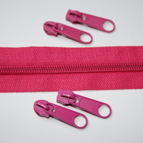 Reißverschluss pink ab 1 Meter & 4x Zipper 5mm #146