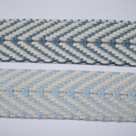 Gurtband Baumwolle Fischgrät hellblau & natur 40 mm Chevron  RE
