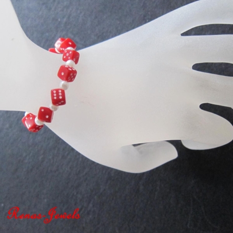 Kinderarmband Kinder Armband Würfel Perlen rot weiß