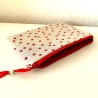 Schminktäschchen Etui beige rote Punkte 20x14cm