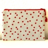 Schminktäschchen Etui beige rote Punkte 20x14cm