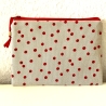 Schminktäschchen Etui beige rote Punkte 20x14cm