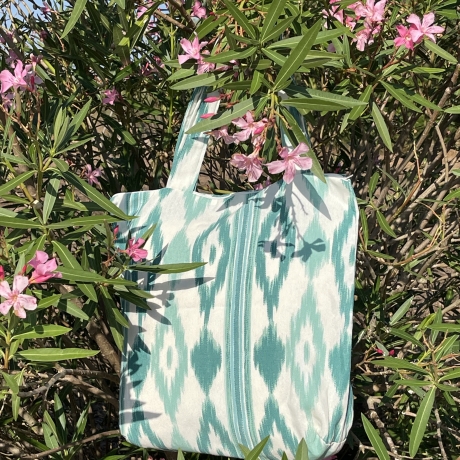 Praktische Einkaufstasche aus Telas de Lengua – blau/weiß mit RV!