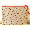 Schminktäschchen Etui beige rote Punkte 20x14cm