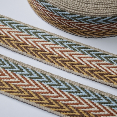 Gurtband Baumwolle triple Chevron 40 mm senf natur khaki 