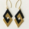 Ohrhänger Silber 925 vergoldet  Miyuki Delica schwarz gold 