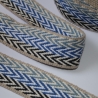 ab 75cm Gurtband Baumwolle triple Chevron 40 mm blau #2 weiss