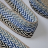 ab 75cm Gurtband Baumwolle triple Chevron 40 mm blau #2 weiss