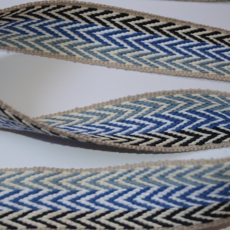 Gurtband Baumwolle triple Chevron 40 mm jeansblau blau natur