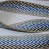 ab 75cm Gurtband Baumwolle triple Chevron 40 mm blau #2 weiss